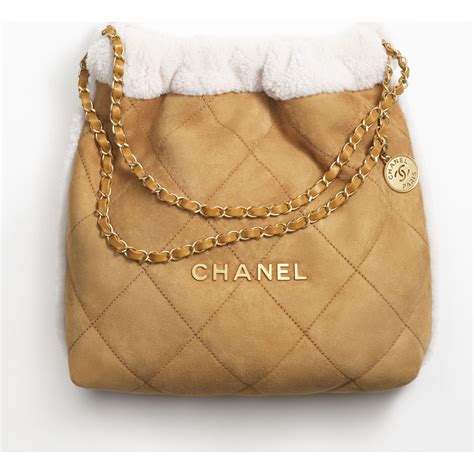 shearling chanel|Chanel 22 mini handbag, Shearling lambskin & gold.